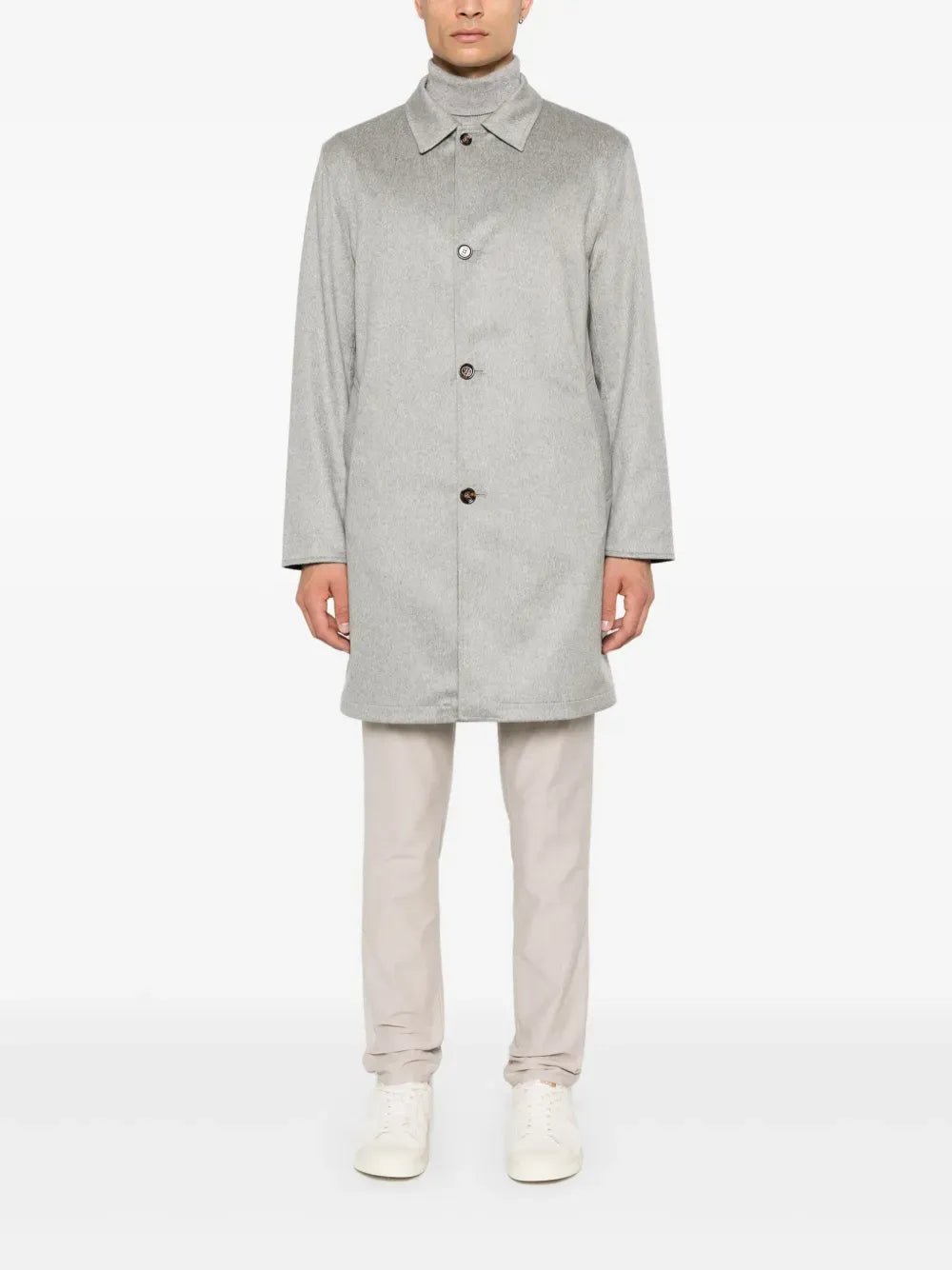 KIRED - manteau peak reversible en cachemire gris et bleu - Lothaire