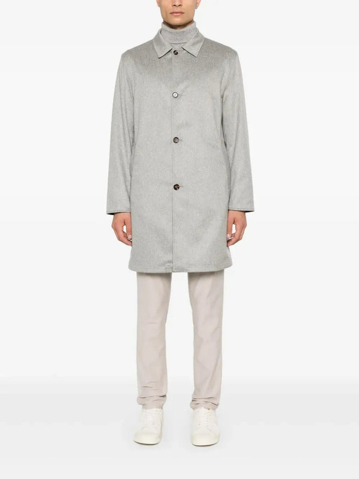 KIRED - manteau peak reversible en cachemire gris et bleu - Lothaire