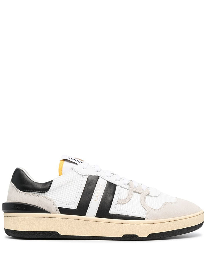 Lanvin - Sneakers basses Clay en cuir et mesh blanc et noir - Lothaire