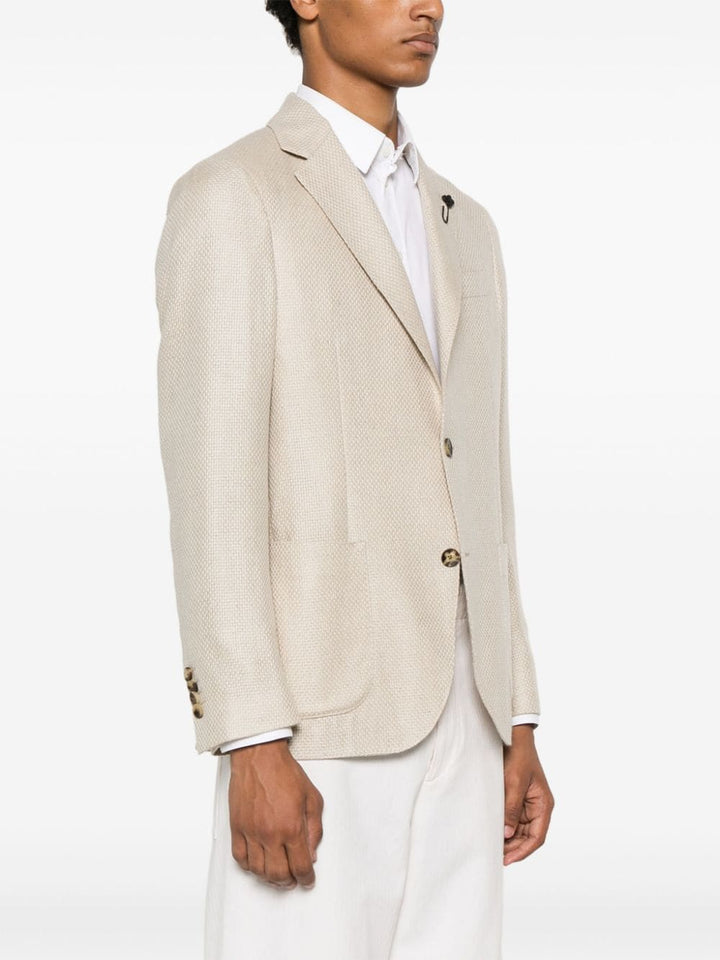 LARDINI blazer beige à simple boutonnage en cachemire et soie - Lothaire