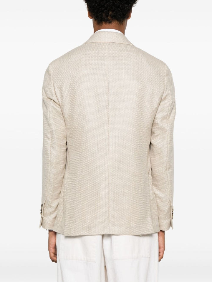 LARDINI blazer beige à simple boutonnage en cachemire et soie - Lothaire