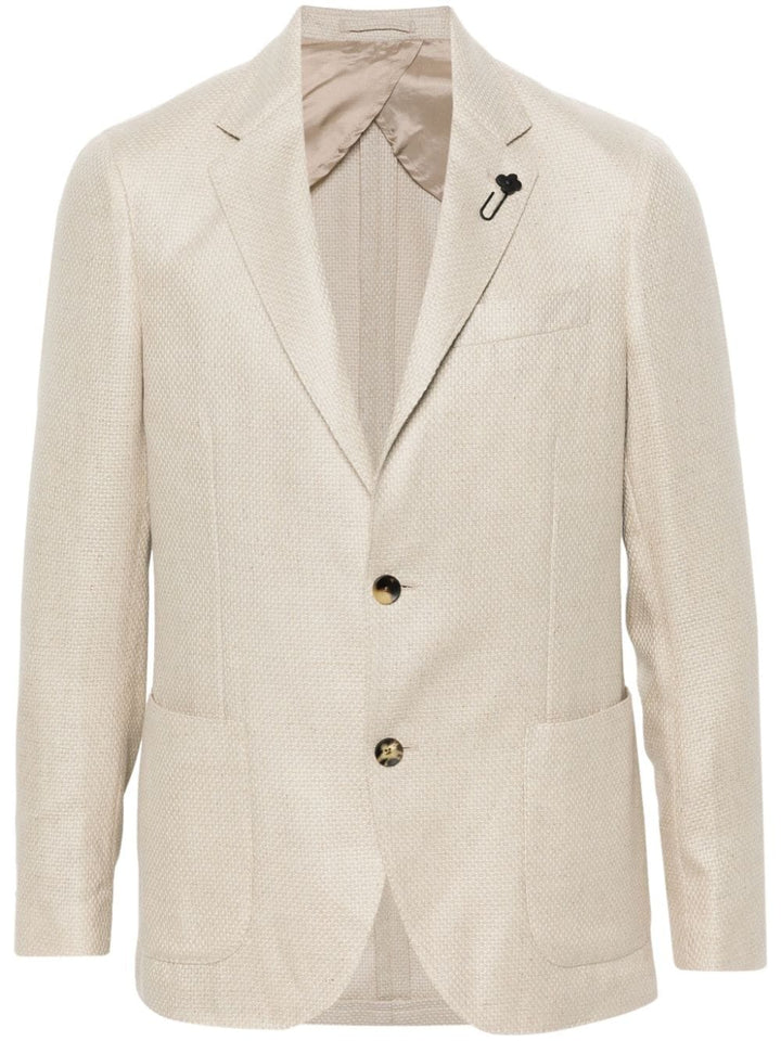 LARDINI blazer beige à simple boutonnage en cachemire et soie - Lothaire