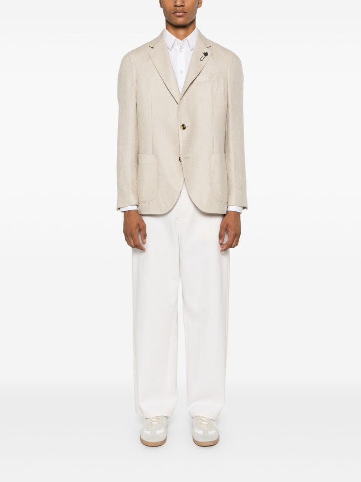 LARDINI blazer beige à simple boutonnage en cachemire et soie - Lothaire
