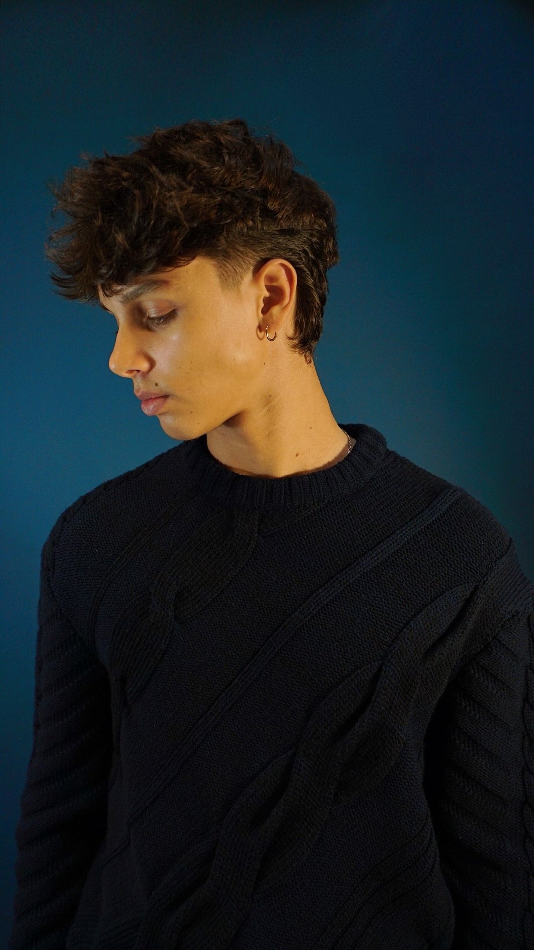 LOTHAIRE - Pull mérinos torsadé bleu nuit - Lothaire