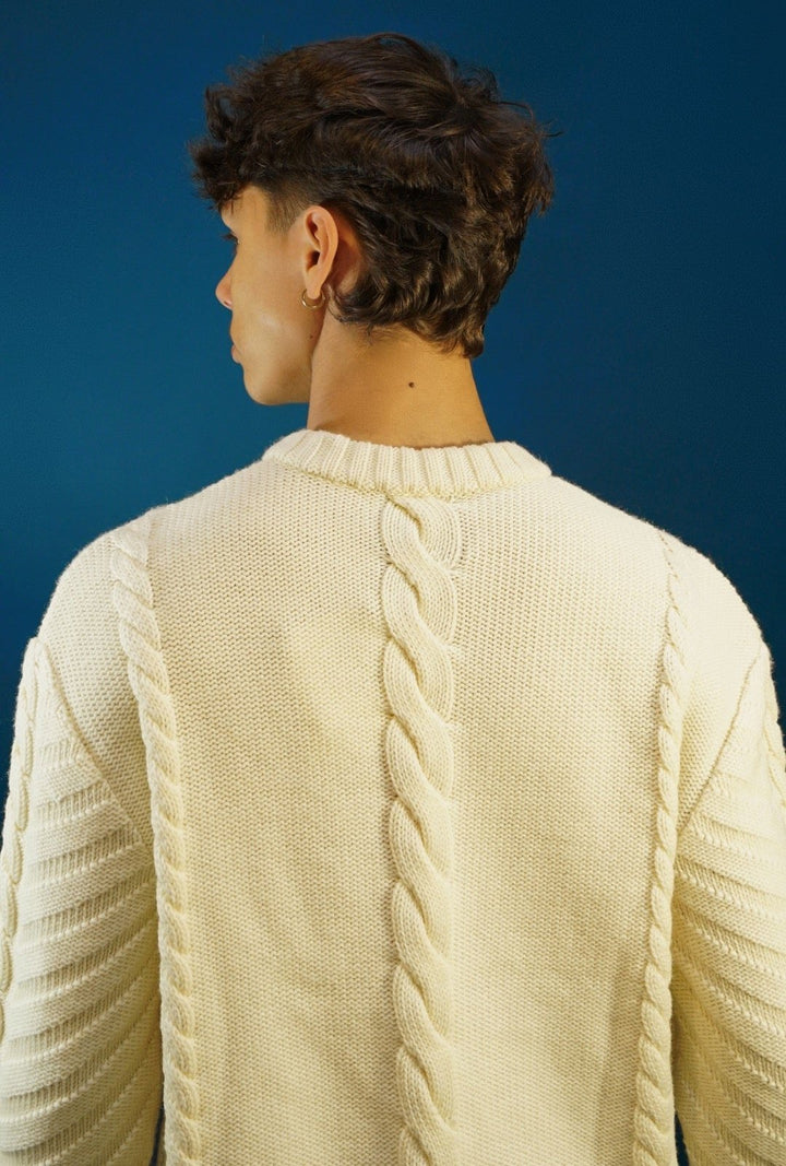 LOTHAIRE - Pull mérinos torsadé écru - Lothaire