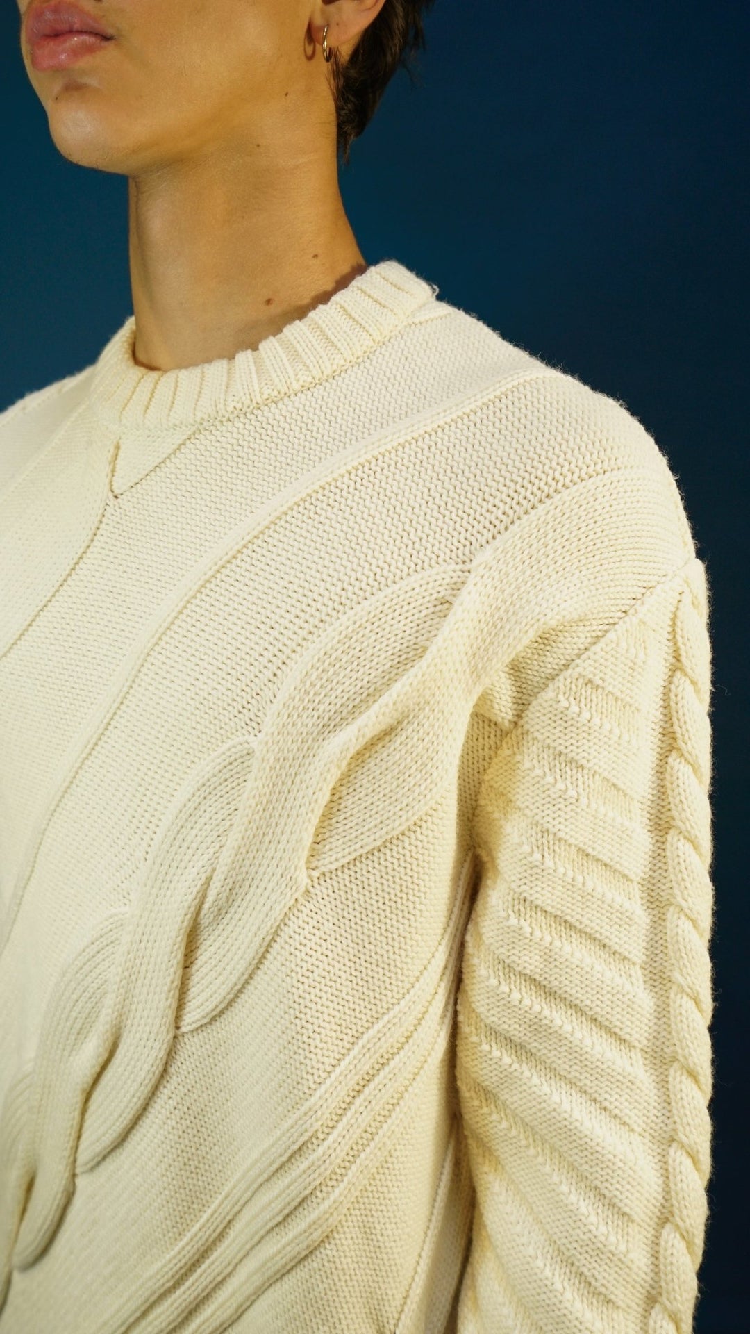 LOTHAIRE - Pull mérinos torsadé écru - Lothaire