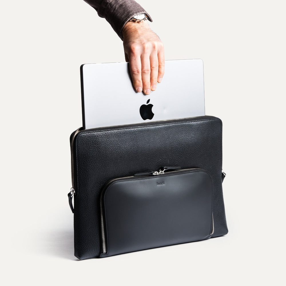 Lundi Paris - ANNA Noire | Pochette ordinateur en cuir - Lothaire