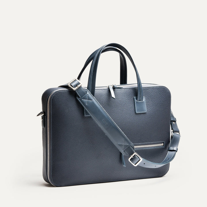 Lundi Paris - PORTE DOCUMENTS OSCAR | Cuir grainé marine - Lothaire