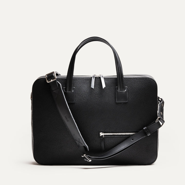 Lundi Paris - PORTE DOCUMENTS OSCAR | Cuir grainé Noir - Lothaire