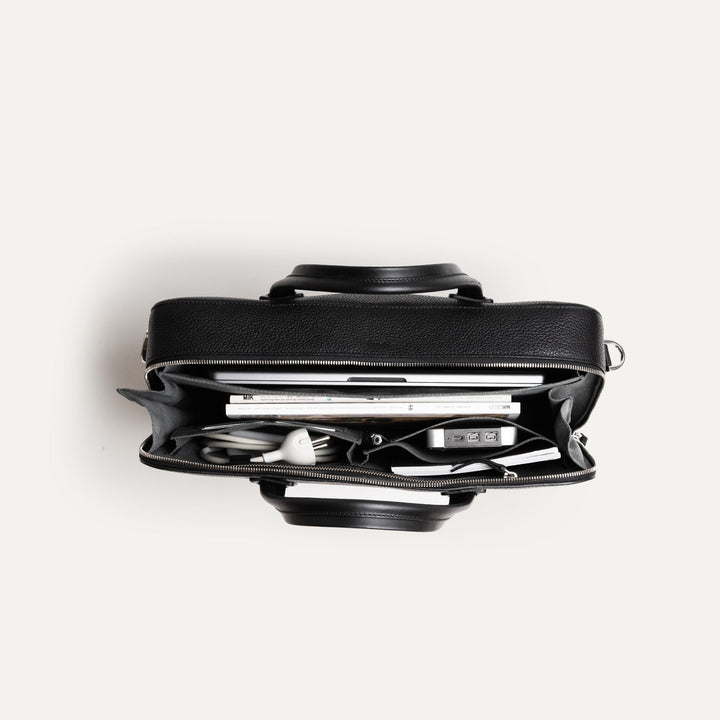 Lundi Paris - PORTE DOCUMENTS OSCAR | Cuir grainé Noir - Lothaire