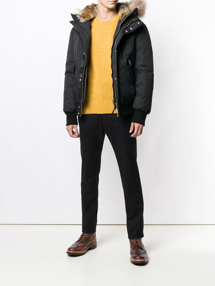 Mackage - Blouson aviateur Dixon noir doublé avec capuche en fourrure - Lothaire