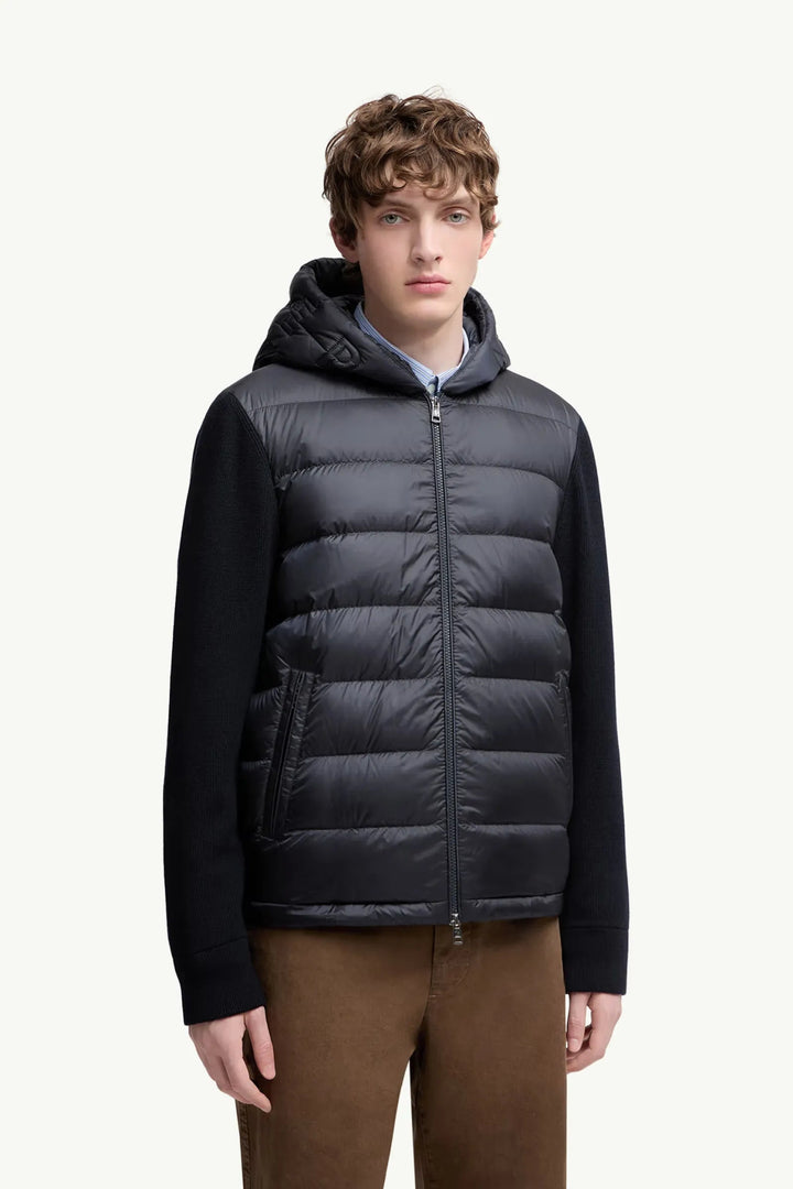 MONCLER - Cardigan zippé matelassé en laine bleu - Lothaire