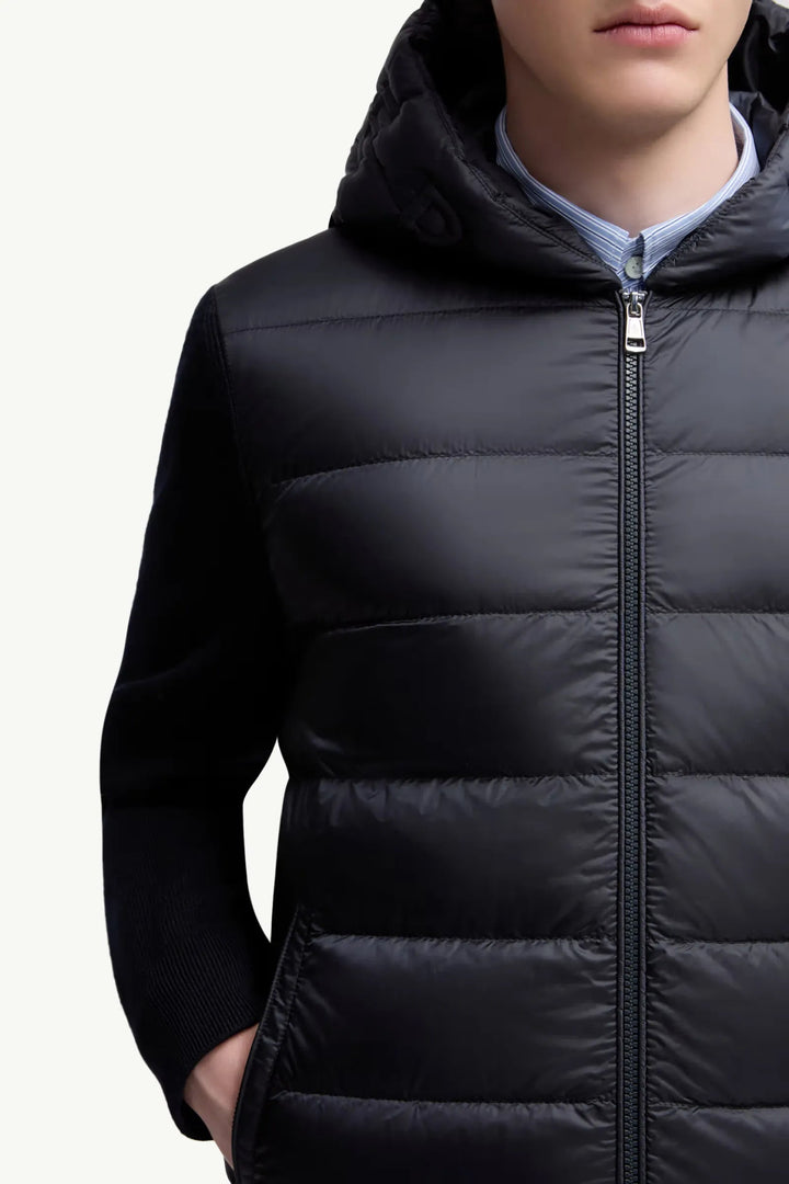 MONCLER - Cardigan zippé matelassé en laine bleu - Lothaire