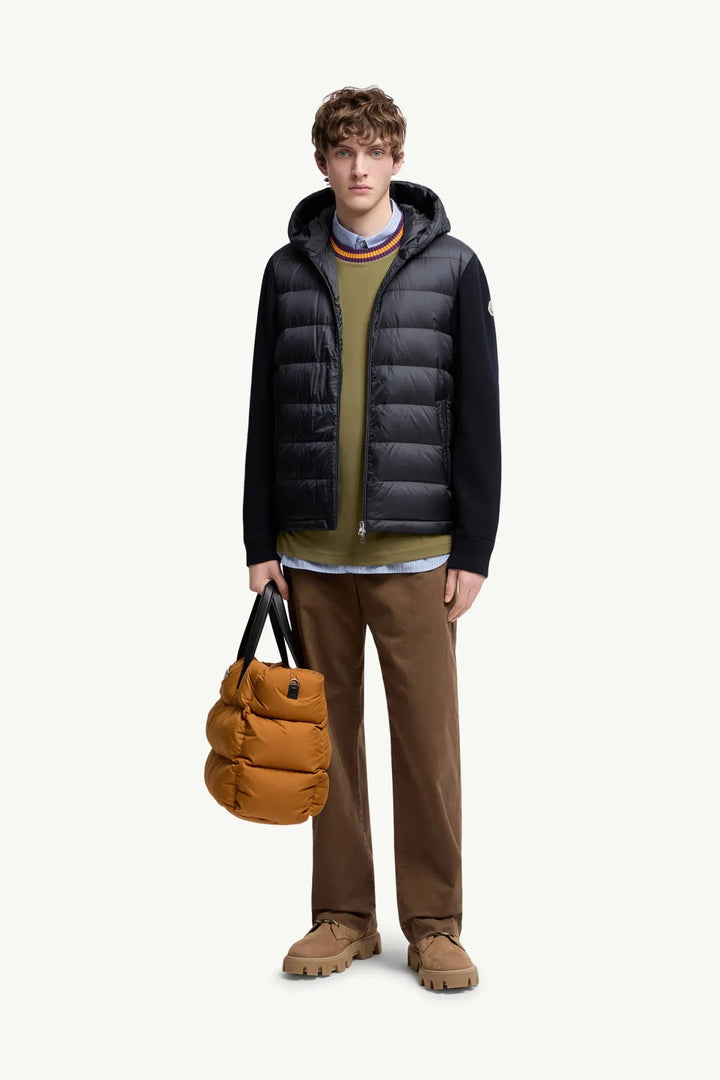 MONCLER - Cardigan zippé matelassé en laine bleu - Lothaire