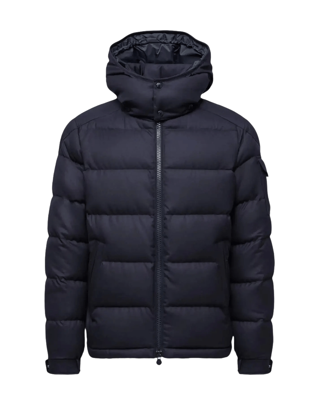 MONCLER - Doudoune courte à capuche en flanelle de laine Montgenevre bleu - Lothaire