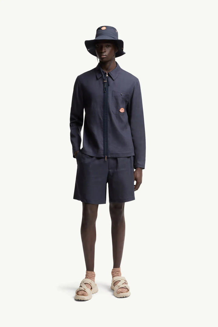 MONCLER GENIUS - Chemise en lin mélangé Moncler x Gilga Farm by Donald Glover bleu - Lothaire