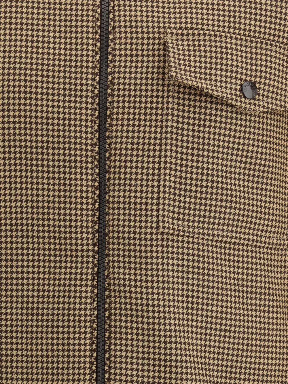 MONCLER - Veste zippée à motif pied - de - poule marron - Lothaire