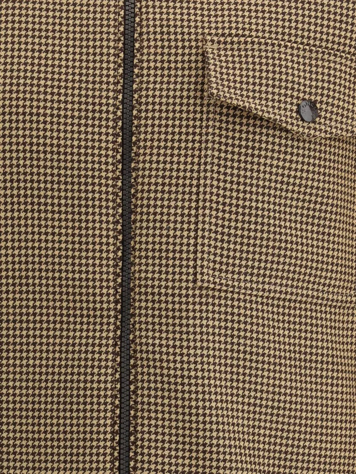 MONCLER - Veste zippée à motif pied - de - poule marron - Lothaire