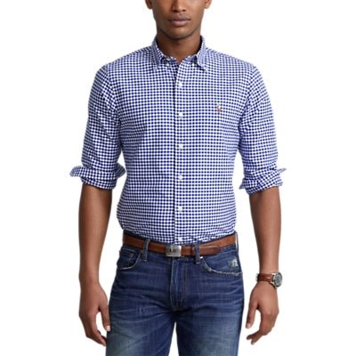 Polo Ralph Lauren - Chemise oxford cintrée sport blanc/ marine - Lothaire