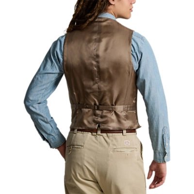 Polo Ralph Lauren - Gilet laine à chevrons brun / sable - Lothaire