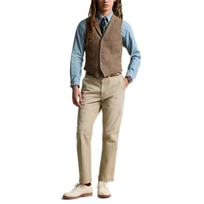 Polo Ralph Lauren - Gilet laine à chevrons brun / sable - Lothaire