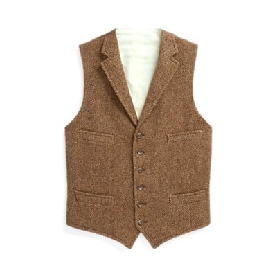 Polo Ralph Lauren - Gilet laine à chevrons brun / sable - Lothaire