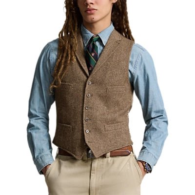 Polo Ralph Lauren - Gilet laine à chevrons brun / sable - Lothaire