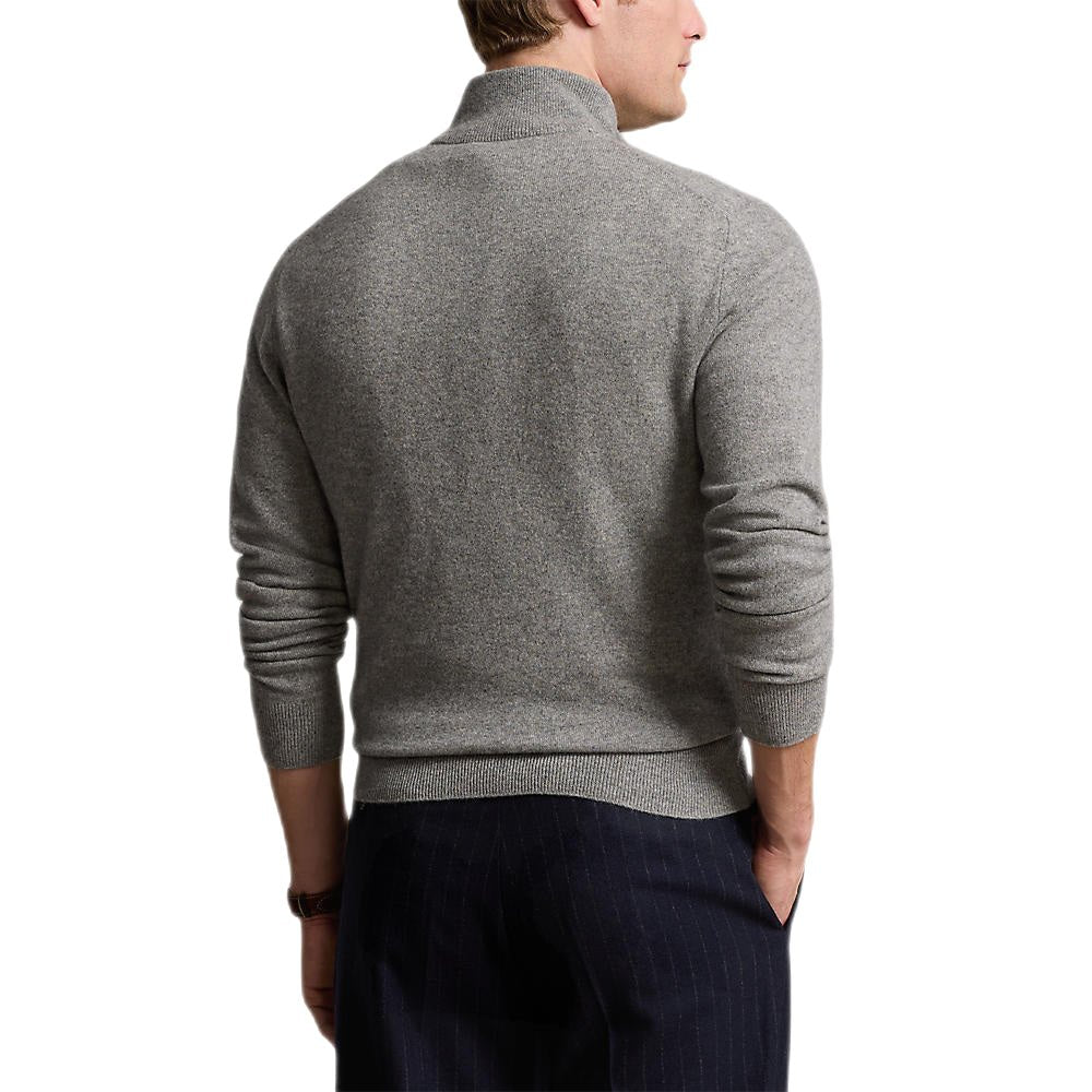 Polo Ralph Lauren - Pull demi - zippé en laine gris beige - Lothaire