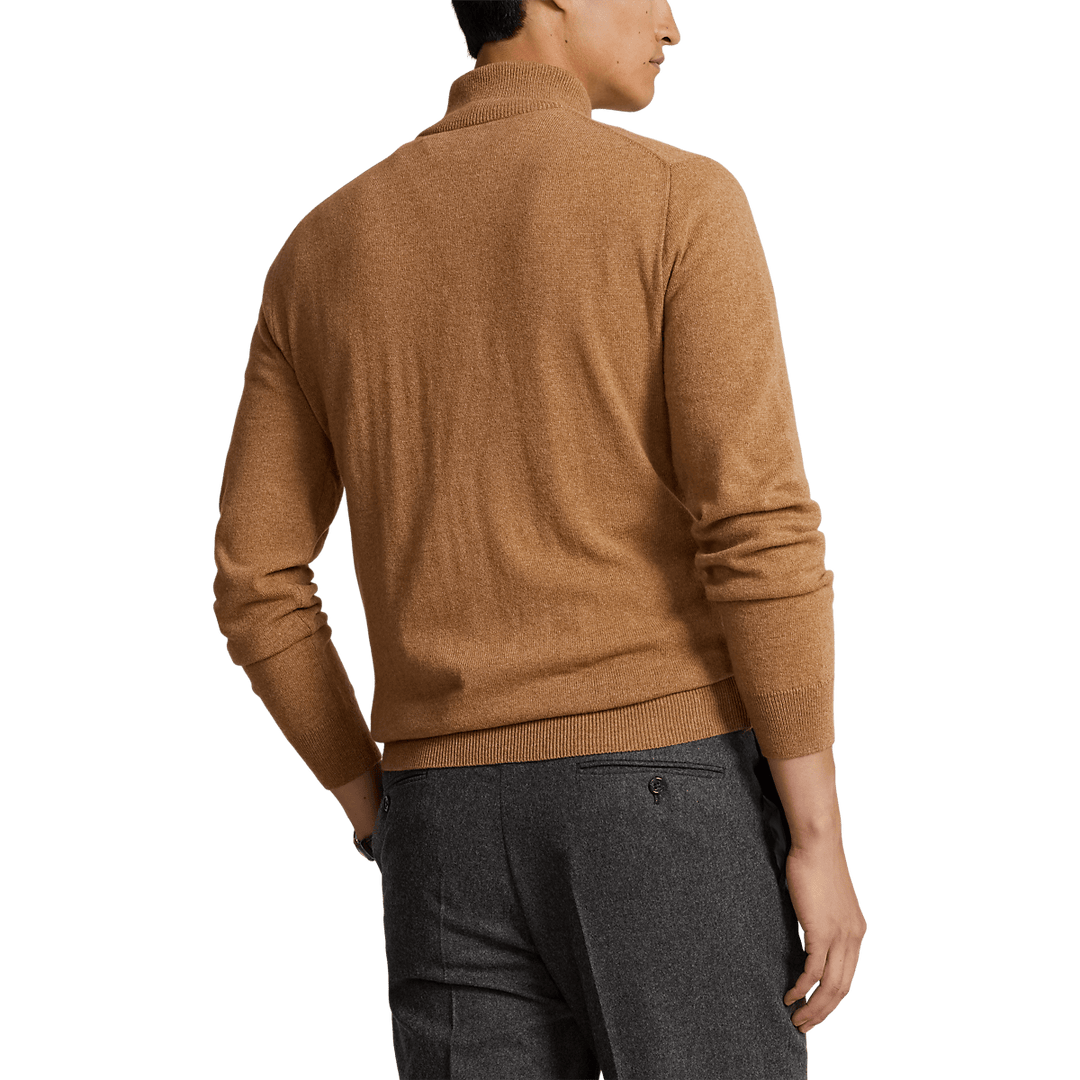 Polo Ralph Lauren - Pull demi - zippé laine brun latté chiné - Lothaire