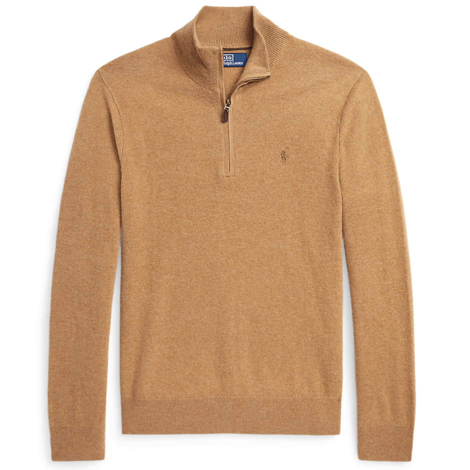 Polo Ralph Lauren - Pull demi - zippé laine brun latté chiné - Lothaire
