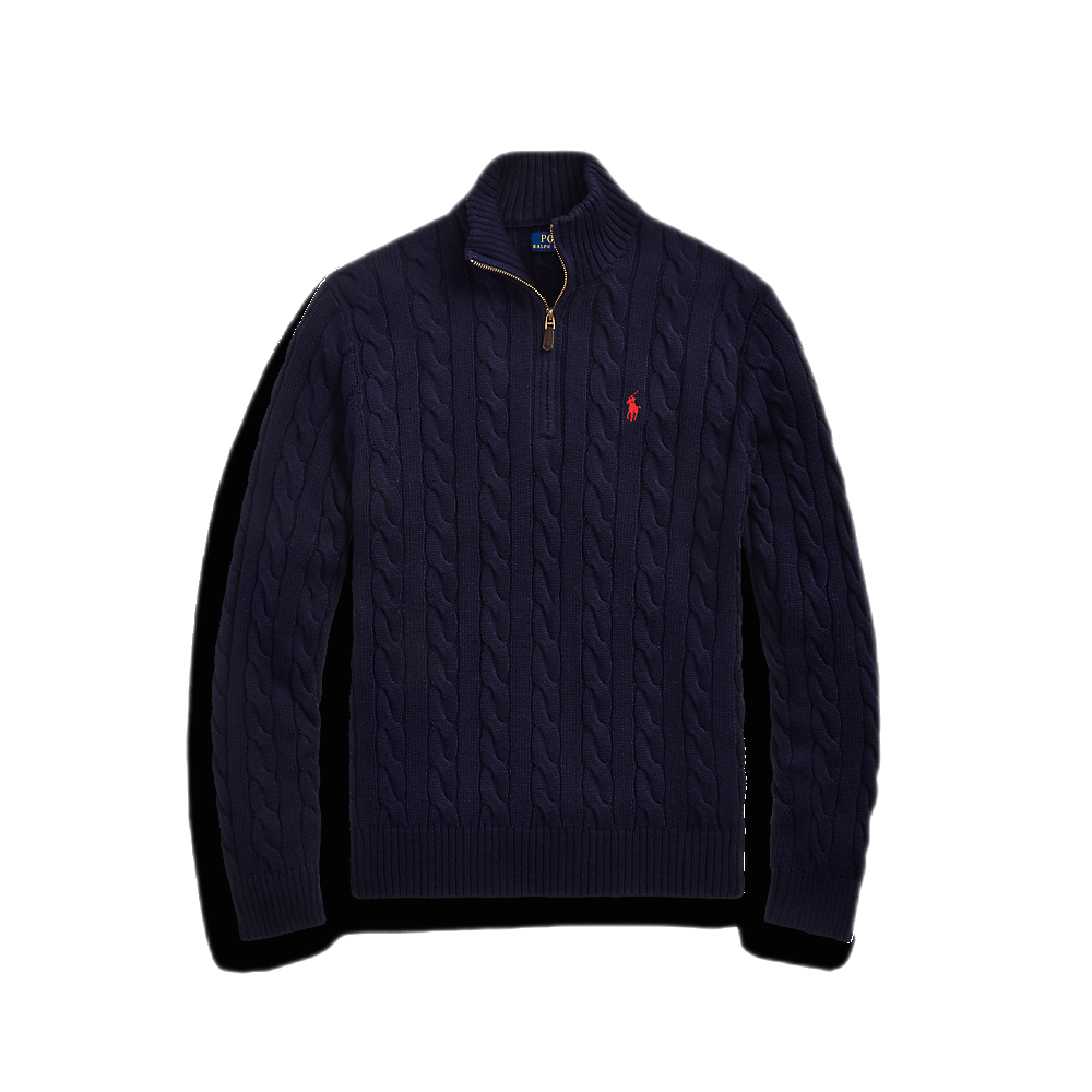 Polo Ralph Lauren - Pull demi - zippé torsadé marine - Lothaire