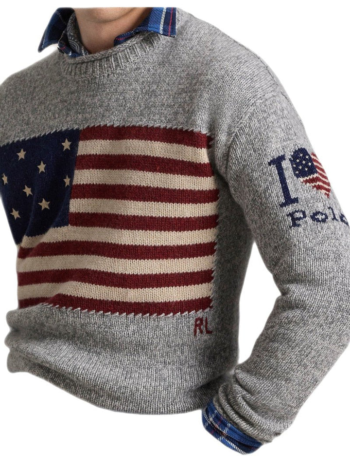 Polo Ralph Lauren - Pull Drapeau en laine gris - Lothaire