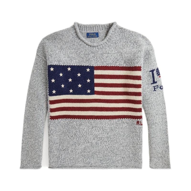 Polo Ralph Lauren - Pull Drapeau en laine gris - Lothaire