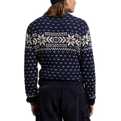 Polo Ralph Lauren - Pull hiver motif flocon blanc/ marine - Lothaire