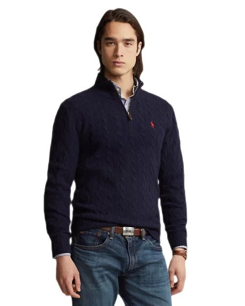 Polo Ralph Lauren - Pull torsadé col zip marine - Lothaire
