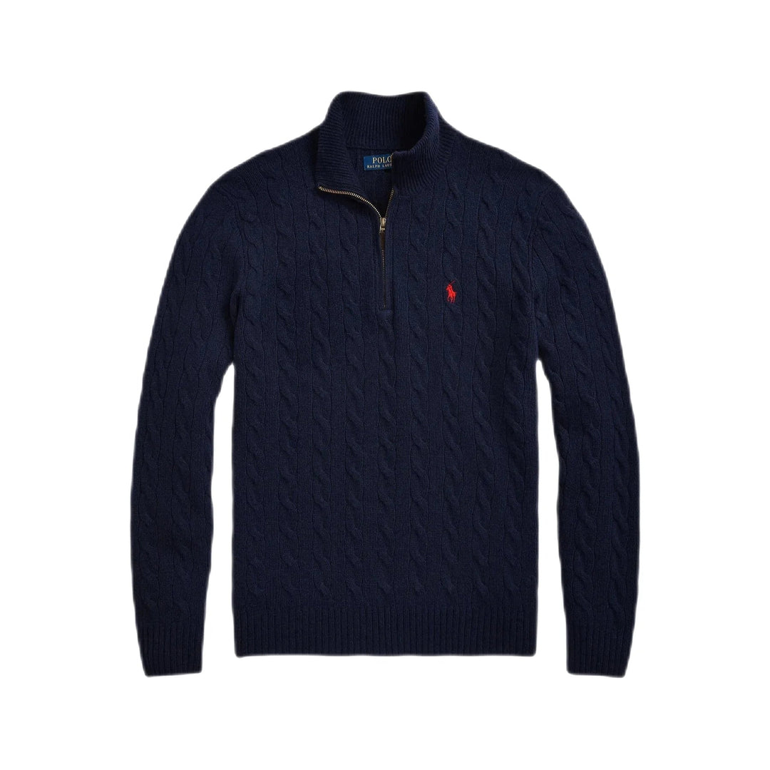 Polo Ralph Lauren - Pull torsadé col zip marine - Lothaire