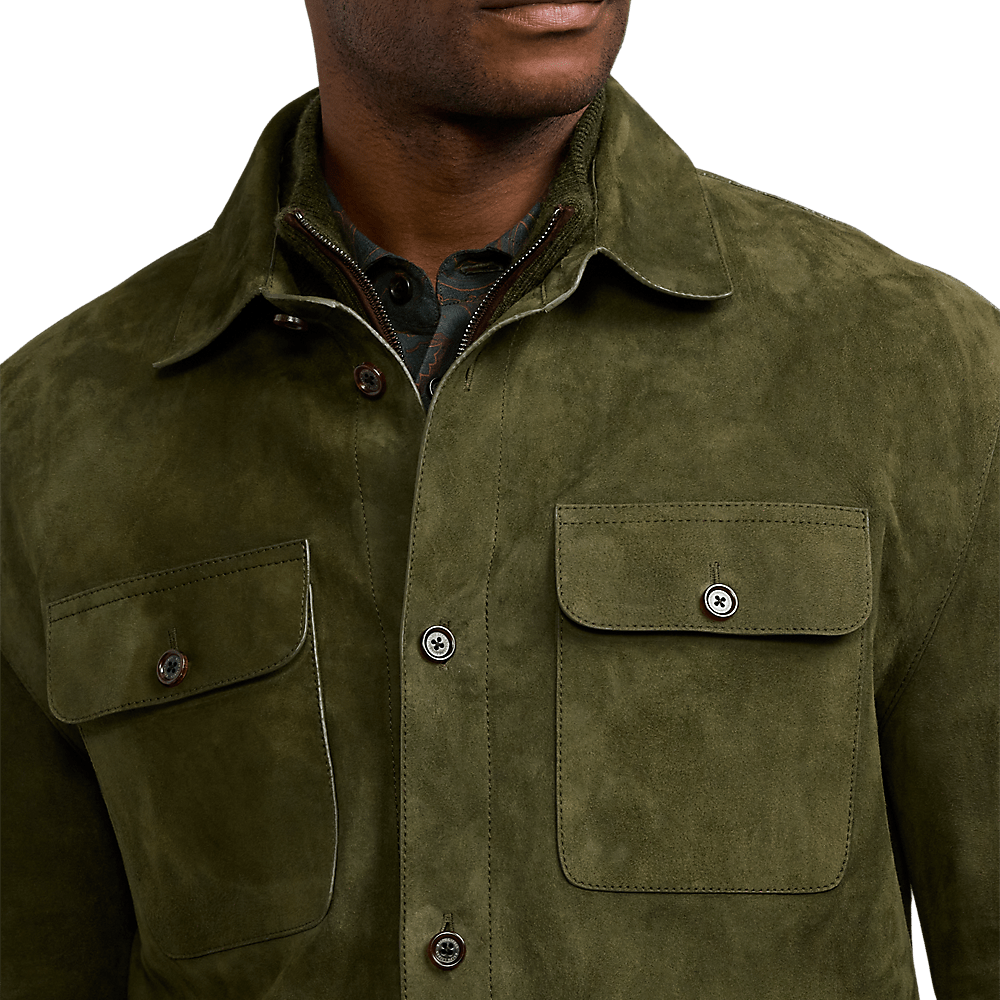 Ralph Lauren Purple Label - Surchemise en daim vert mousse - Lothaire