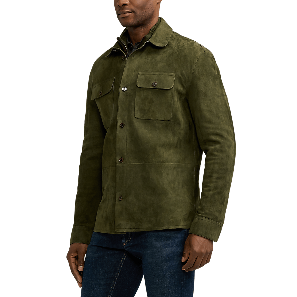 Ralph Lauren Purple Label - Surchemise en daim vert mousse - Lothaire