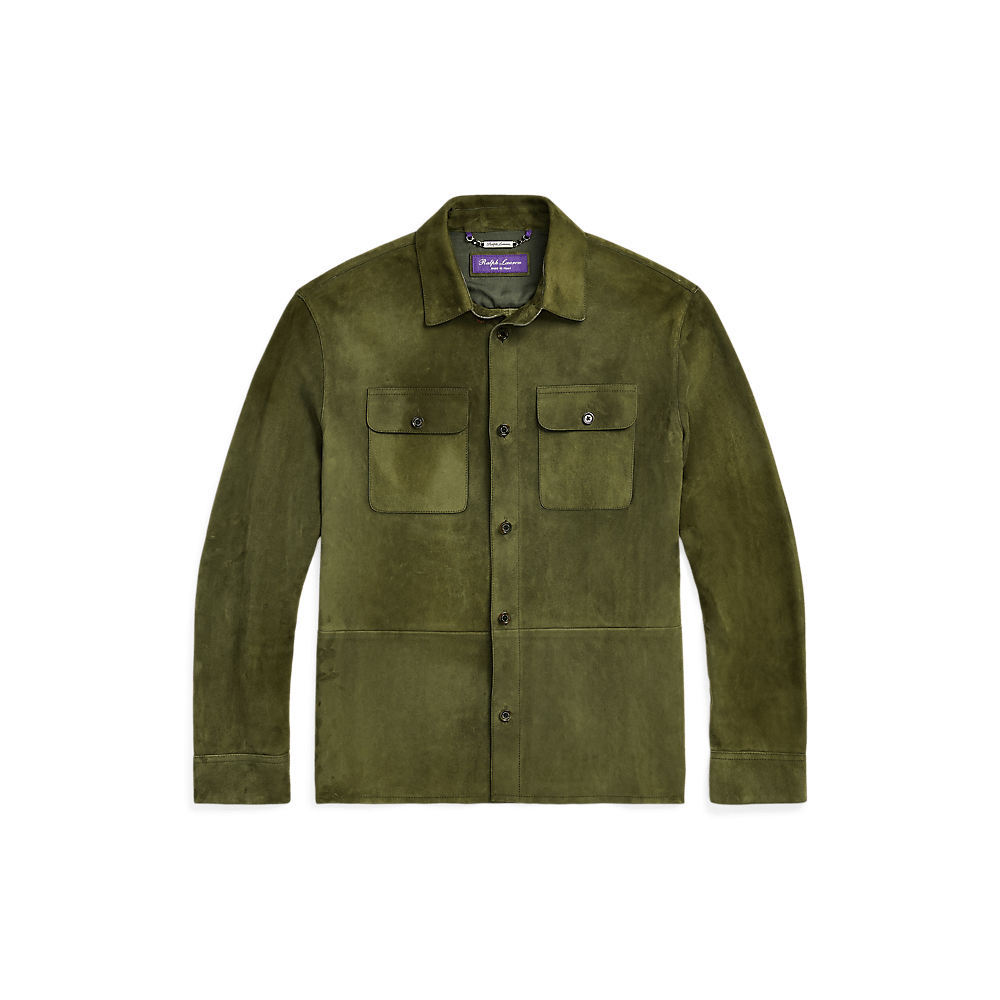 Ralph Lauren Purple Label - Surchemise en daim vert mousse - Lothaire