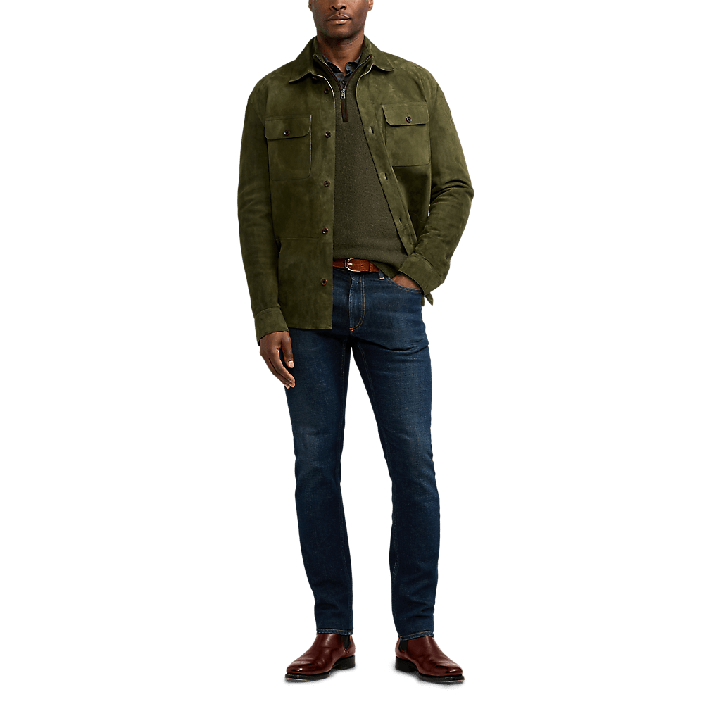 Ralph Lauren Purple Label - Surchemise en daim vert mousse - Lothaire