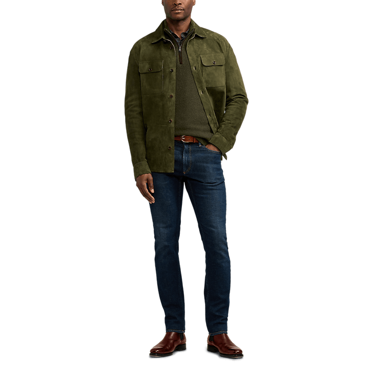 Ralph Lauren Purple Label - Surchemise en daim vert mousse - Lothaire