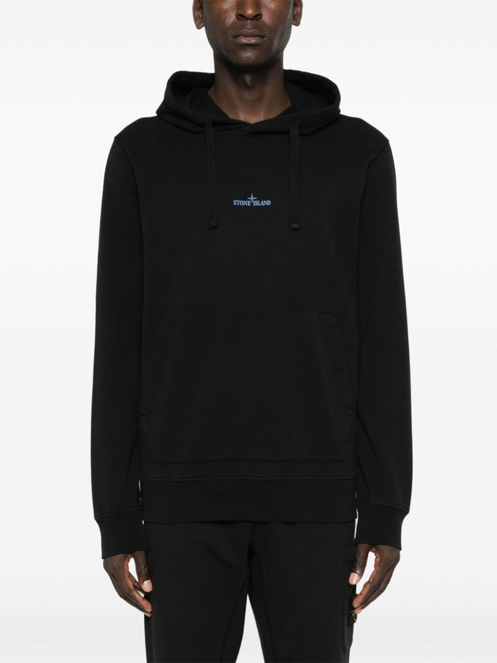 STONE ISLAND - Hoodie en coton à logo imprimé noir - Lothaire