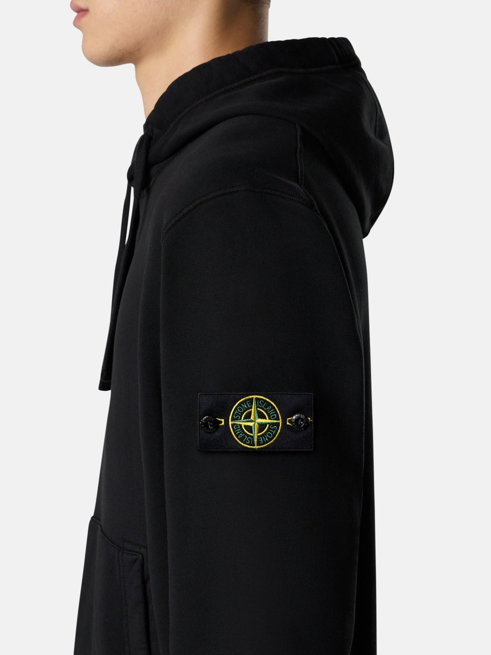 STONE ISLAND - Hoodie Organic Cotton Fleece Noir - Lothaire