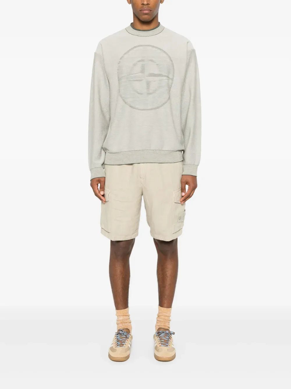 STONE ISLAND - Pull col rond à patch logo beige - Lothaire