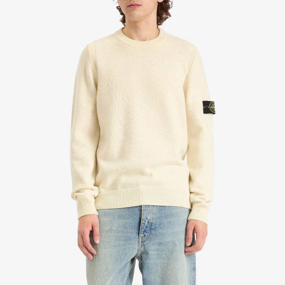 STONE ISLAND - Pull ras - du - cou avec détails en maille envers - Ivoire - Lothaire