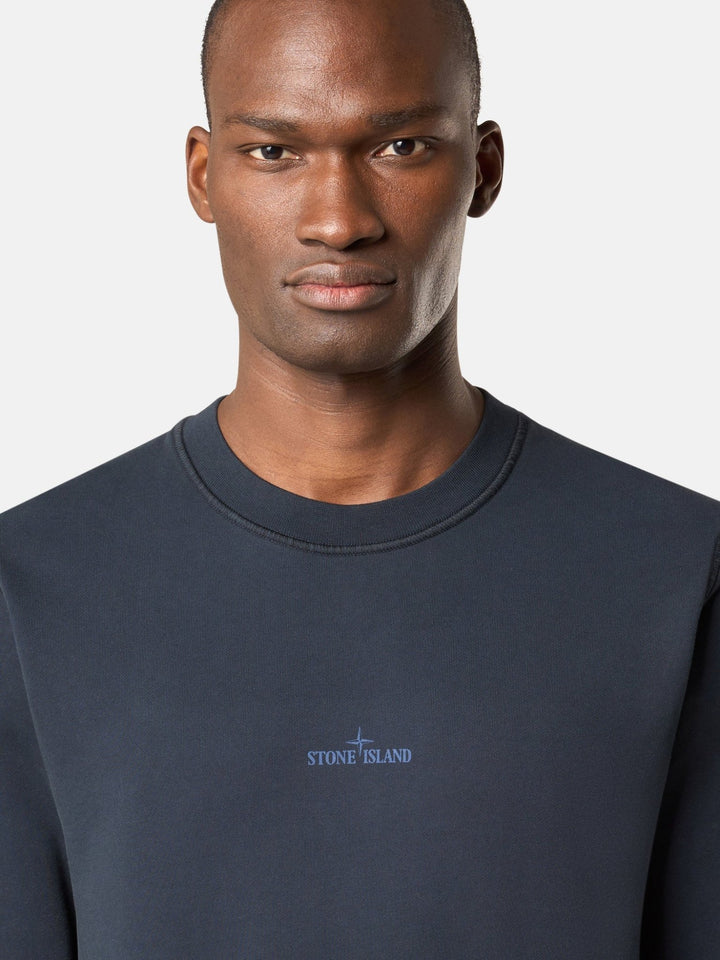 STONE ISLAND - Sweat-shirt ras - du - cou avec imprimé « Institutional Five » Bleu marine - Lothaire
