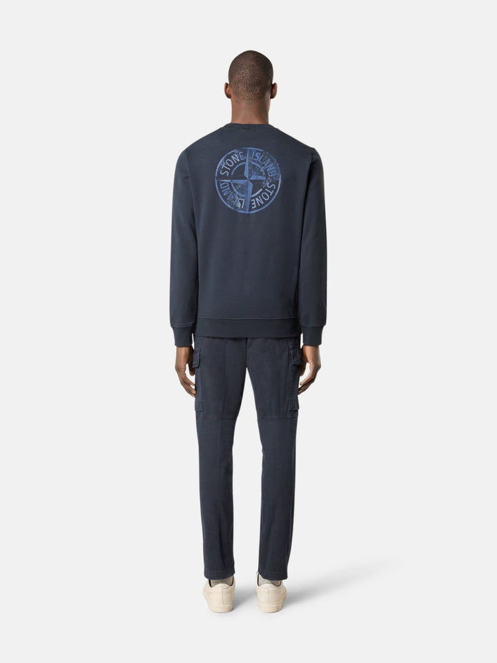 STONE ISLAND - Sweat-shirt ras - du - cou avec imprimé « Institutional Five » Bleu marine - Lothaire