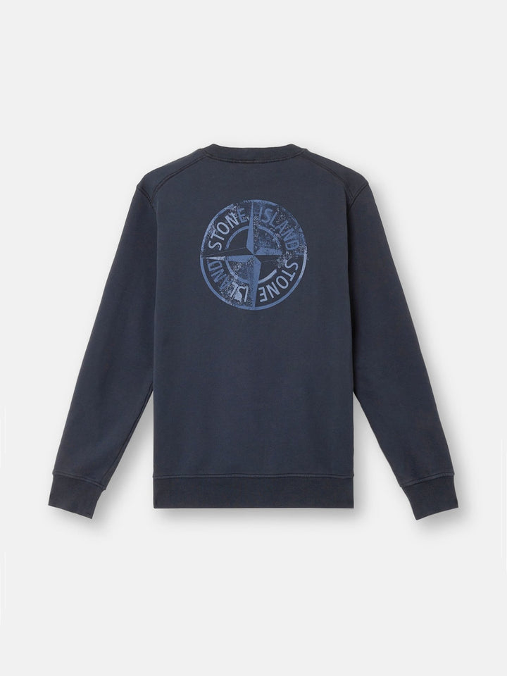 STONE ISLAND - Sweat-shirt ras - du - cou avec imprimé « Institutional Five » Bleu marine - Lothaire