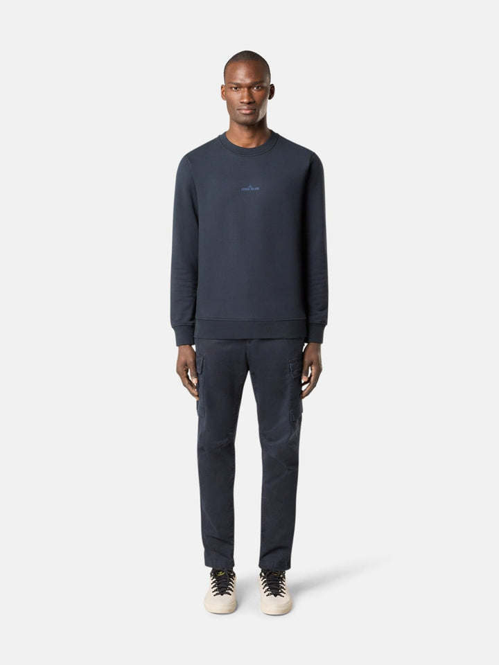 STONE ISLAND - Sweat-shirt ras - du - cou avec imprimé « Institutional Five » Bleu marine - Lothaire
