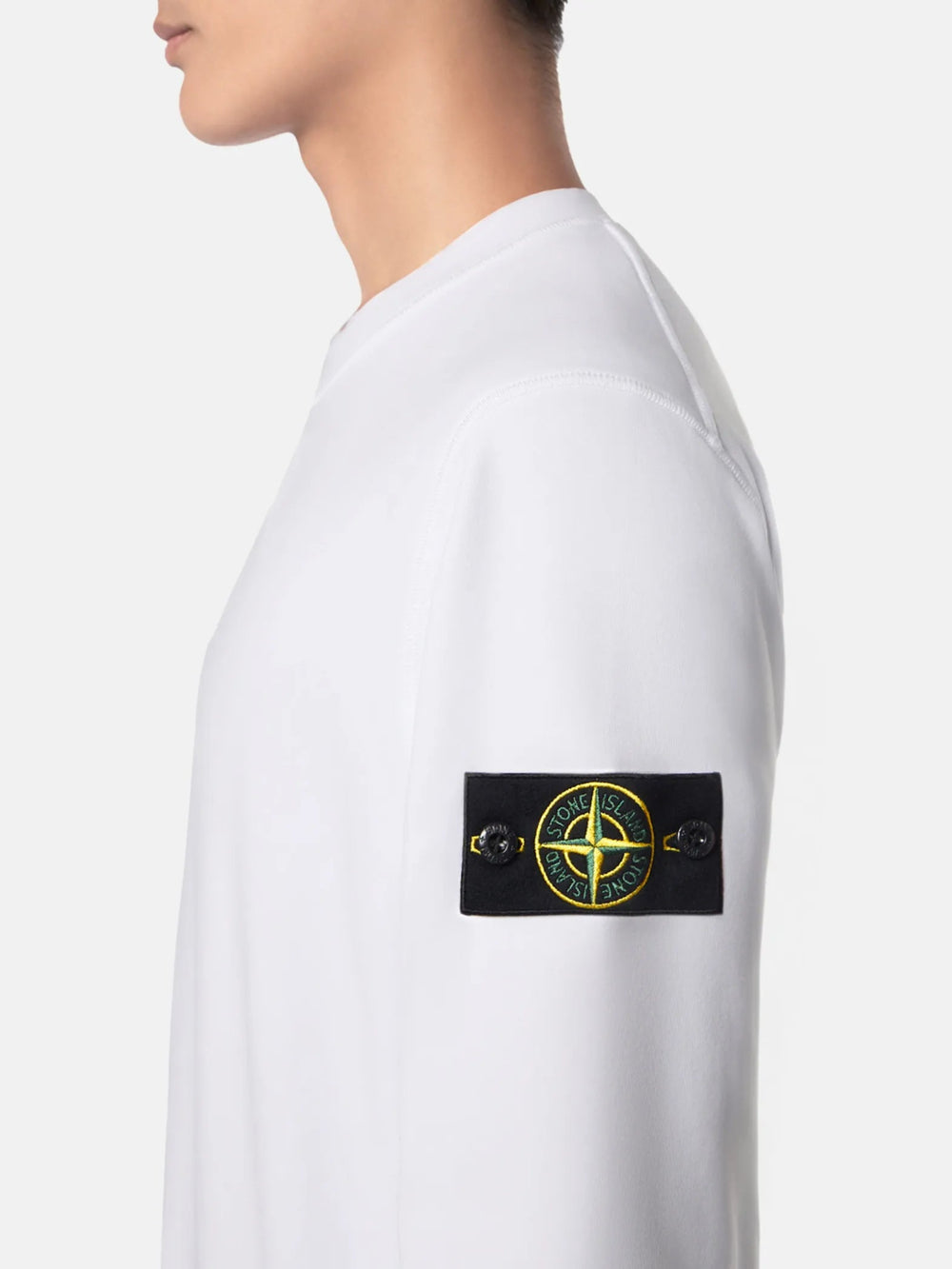 STONE ISLAND - Sweat-shirt ras - du - cou coupe regular à poignets élastiqués Blanc - Lothaire